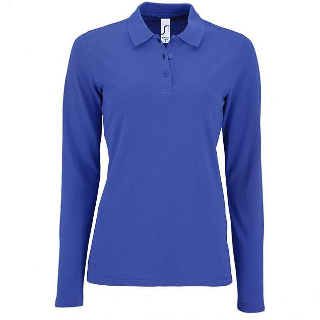 Рубашка поло женская с длинным рукавом PERFECT LSL WOMEN, ярко-синяя с логотипом в Самаре заказать по выгодной цене в кибермаркете AvroraStore