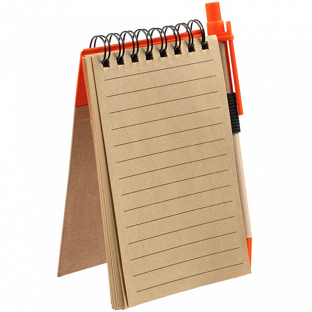 Блокнот на кольцах Eco Note с ручкой, темно-оранжевый с логотипом в Самаре заказать по выгодной цене в кибермаркете AvroraStore