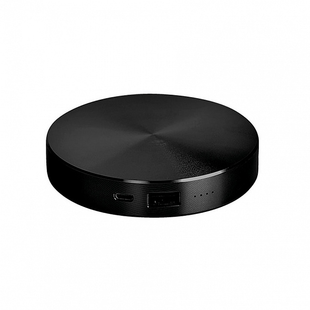 Универсальный аккумулятор "UFO" (6000mAh) в подарочной коробке, черный,8,6х1,5 см,металл с логотипом в Самаре заказать по выгодной цене в кибермаркете AvroraStore
