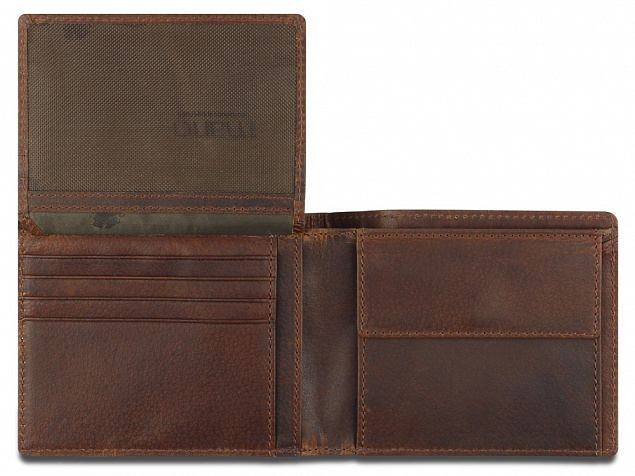 Бумажник Mano Don Leon, натуральная кожа в коричневом цвете, 12 х 9,5 см с логотипом в Самаре заказать по выгодной цене в кибермаркете AvroraStore