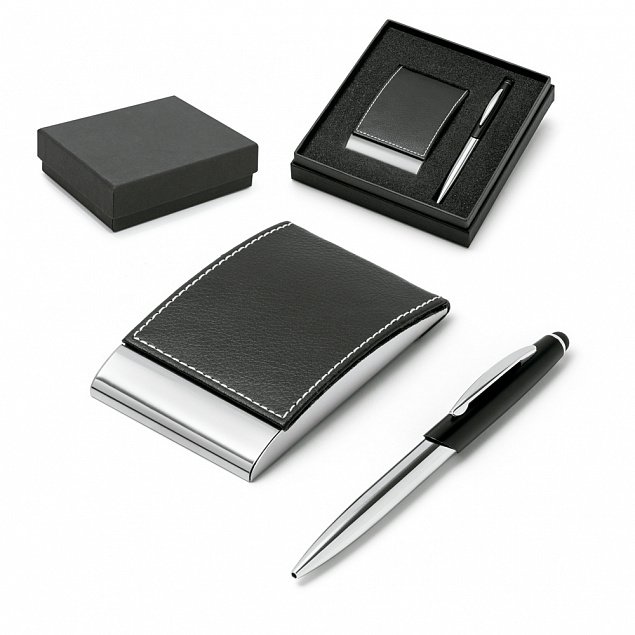 Письменный набор Dallas, ручка и ручка-роллер, серебристый с логотипом в Самаре заказать по выгодной цене в кибермаркете AvroraStore