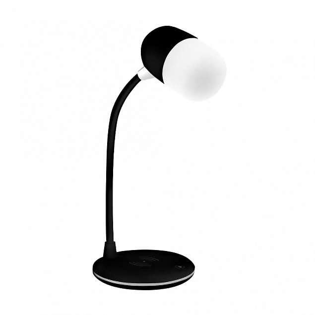 Настольная лампа "Alladin" с беспроводной зарядкой и колонкой - Черный AA с логотипом в Самаре заказать по выгодной цене в кибермаркете AvroraStore