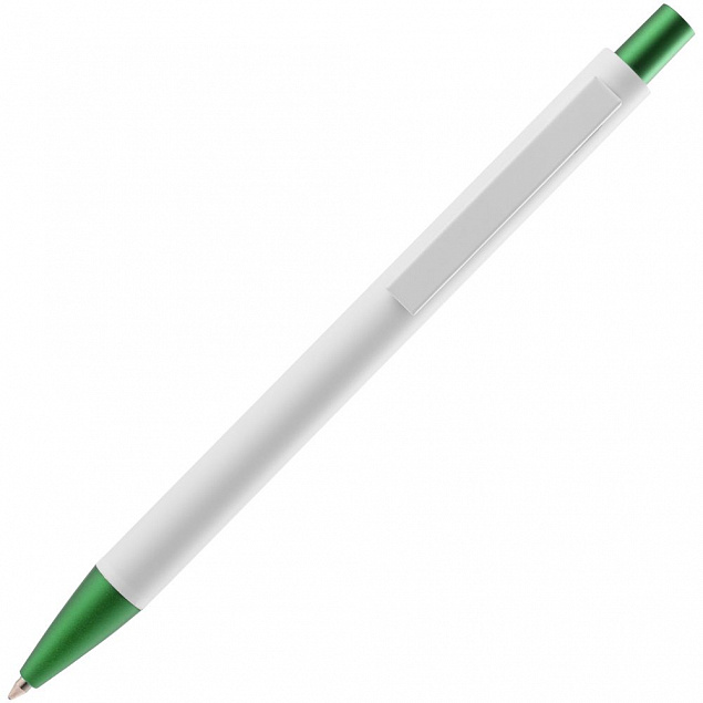 Ручка шариковая Chromatic White, белая с зеленым с логотипом в Самаре заказать по выгодной цене в кибермаркете AvroraStore
