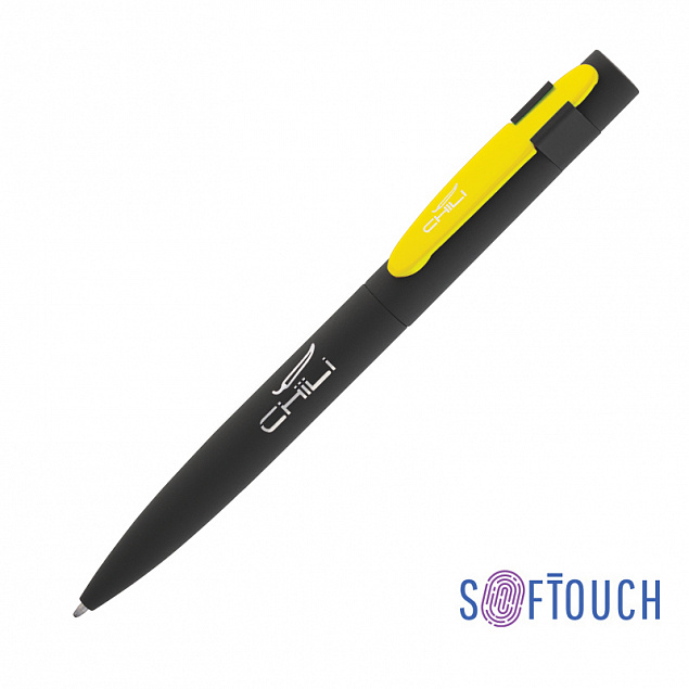Ручка шариковая "Lip", черный/желтый, покрытие soft touch с логотипом в Самаре заказать по выгодной цене в кибермаркете AvroraStore