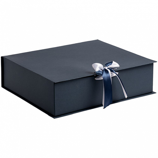 Коробка на лентах Tie Up, синяя с логотипом в Самаре заказать по выгодной цене в кибермаркете AvroraStore