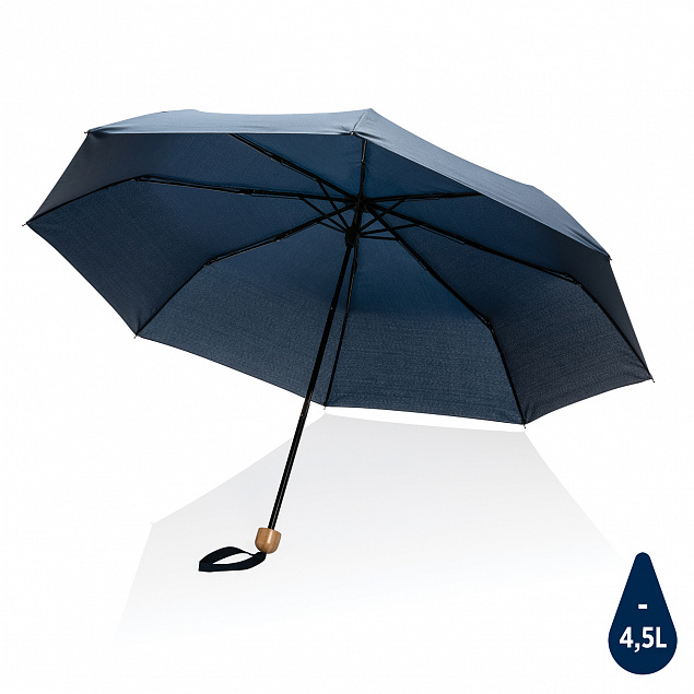 Компактный зонт Impact из RPET AWARE™ с бамбуковой ручкой, 20.5" с логотипом в Самаре заказать по выгодной цене в кибермаркете AvroraStore
