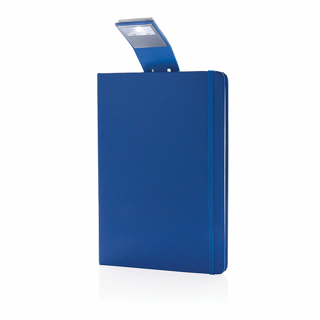 Блокнот с закладкой-фонариком, синий с логотипом в Самаре заказать по выгодной цене в кибермаркете AvroraStore