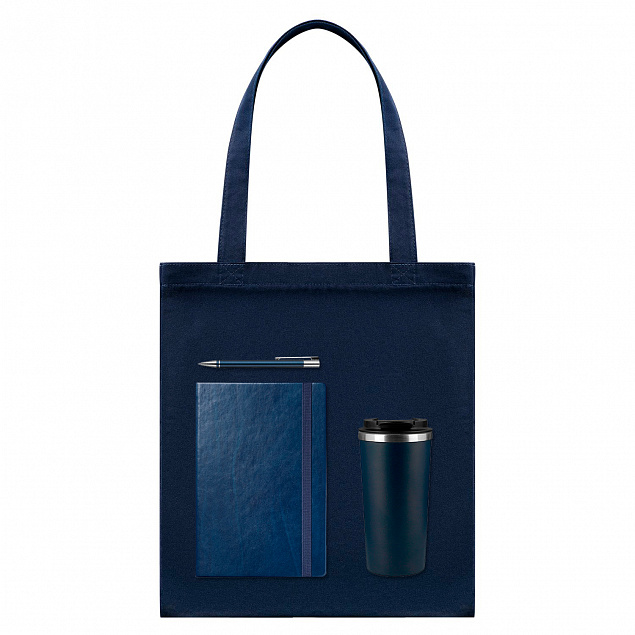 Подарочный набор Medium, синий (шоппер, ежедневник, ручка, термобутылка) с логотипом в Самаре заказать по выгодной цене в кибермаркете AvroraStore