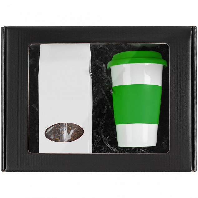 Набор «Чайная пауза», зеленый с белым с логотипом в Самаре заказать по выгодной цене в кибермаркете AvroraStore