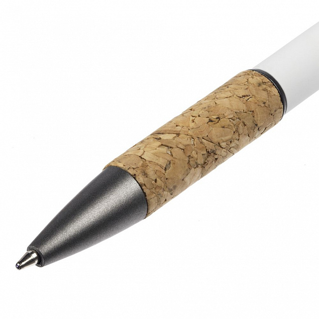 Ручка шариковая Cork, белая с логотипом в Самаре заказать по выгодной цене в кибермаркете AvroraStore