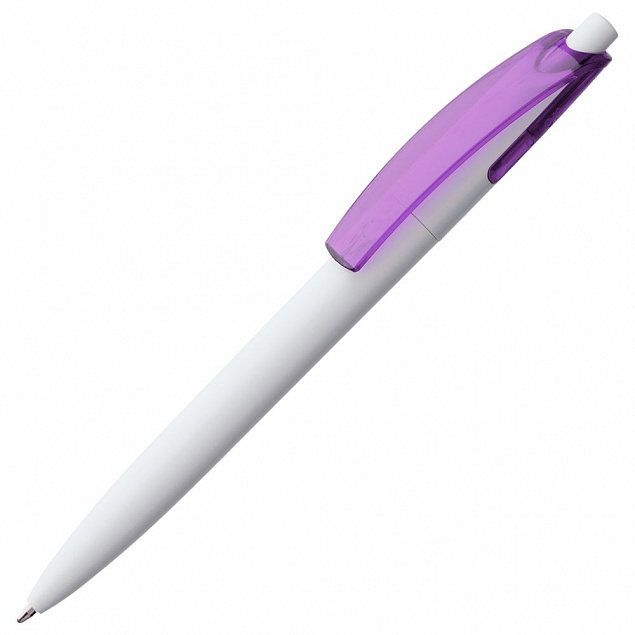 Ручка шариковая Bento, белая с фиолетовым с логотипом в Самаре заказать по выгодной цене в кибермаркете AvroraStore