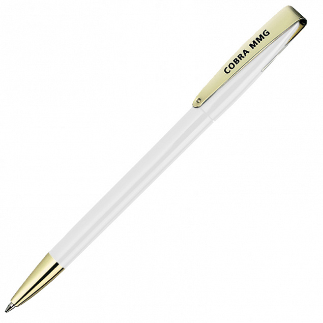 Ручка шариковая COBRA MMG, белый/золотистый с логотипом в Самаре заказать по выгодной цене в кибермаркете AvroraStore
