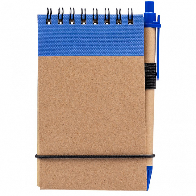 Блокнот на кольцах Eco Note с ручкой, синий с логотипом в Самаре заказать по выгодной цене в кибермаркете AvroraStore