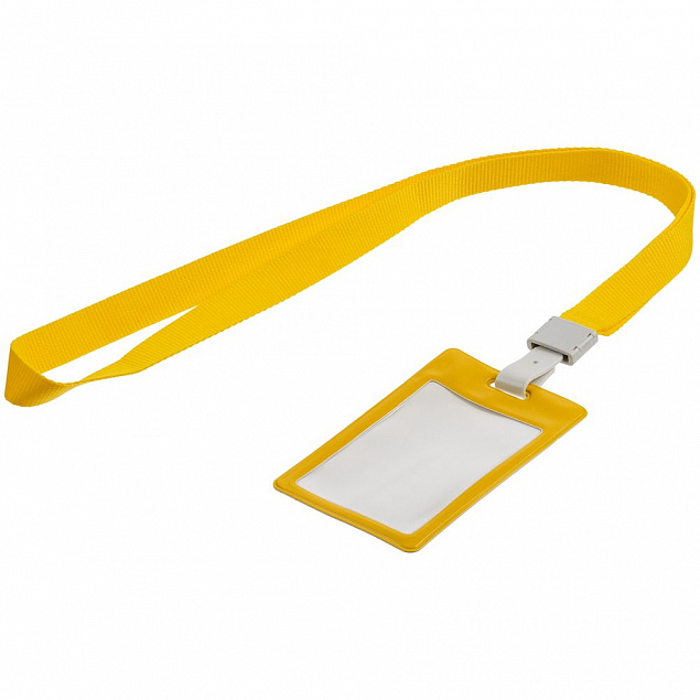 Карман для бейджа с лентой Staff, желтый с логотипом в Самаре заказать по выгодной цене в кибермаркете AvroraStore