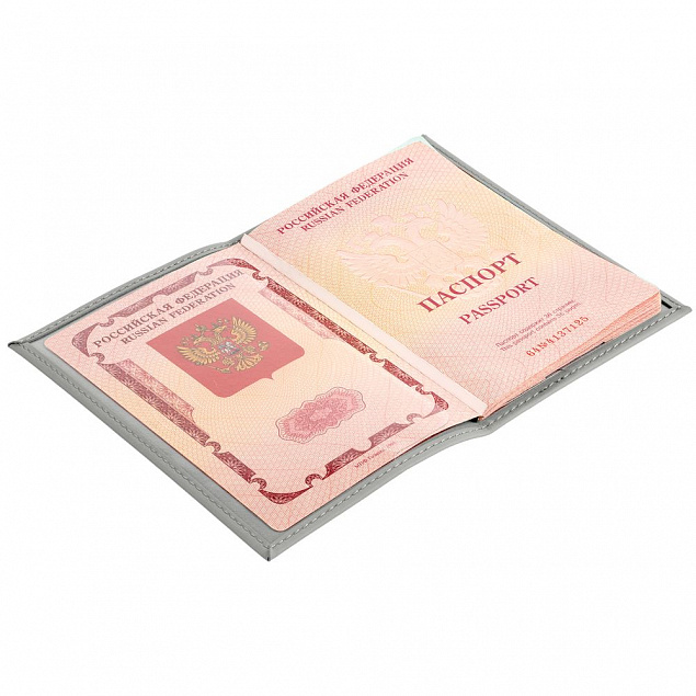 Обложка для паспорта Nubuk, светло-серая с логотипом в Самаре заказать по выгодной цене в кибермаркете AvroraStore