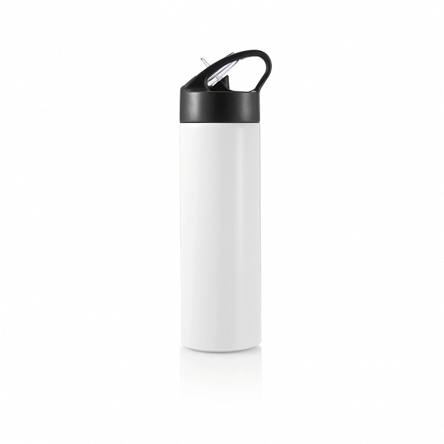 Спортивная бутылка для воды с трубочкой, 500 мл, белый с логотипом в Самаре заказать по выгодной цене в кибермаркете AvroraStore