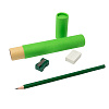 Письменный набор Tubey, карандаш, точилка и ластик, зеленый