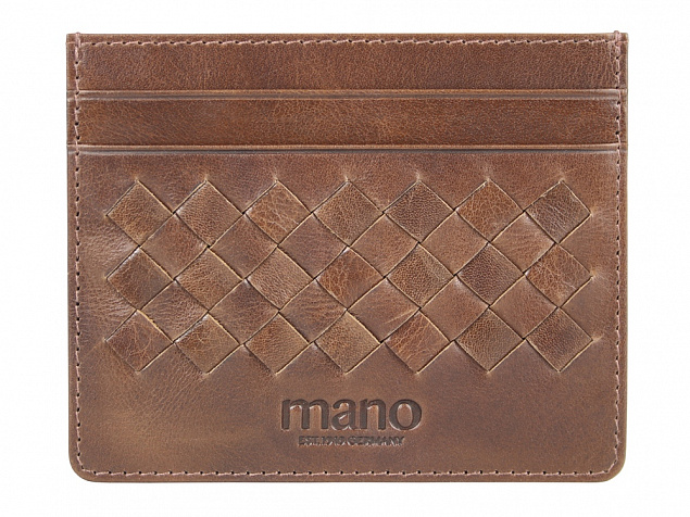 Портмоне для кредитных карт Mano Don Luca, натуральная кожа в коньячном цвете, 10,3 х 8,3 см с логотипом в Самаре заказать по выгодной цене в кибермаркете AvroraStore