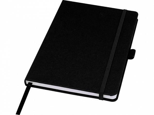 Блокнот Honua форматом A5 из переработанной бумаги с обложкой из переработанного ПЭТ, черный с логотипом в Самаре заказать по выгодной цене в кибермаркете AvroraStore