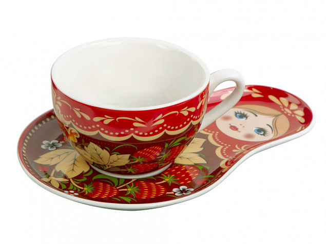 Подарочный набор: чайная пара, чай Малина с мятой с логотипом в Самаре заказать по выгодной цене в кибермаркете AvroraStore