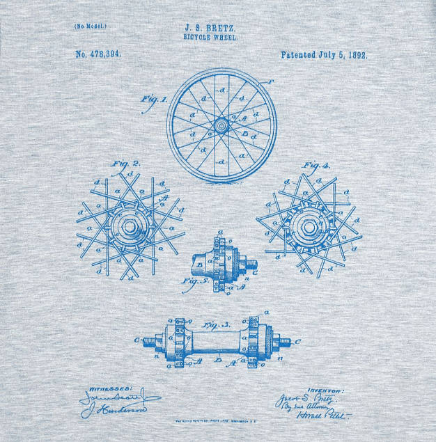 Футболка приталенная Old Patents. Wheel, голубой меланж с логотипом в Самаре заказать по выгодной цене в кибермаркете AvroraStore