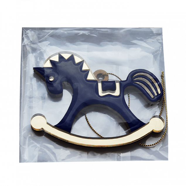 Ёлочная игрушка Лошадка (синий) с логотипом в Самаре заказать по выгодной цене в кибермаркете AvroraStore