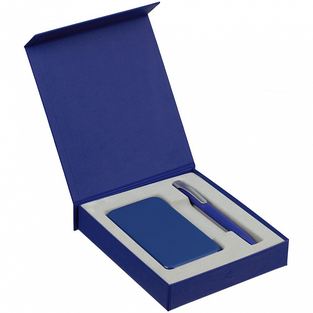Коробка Latern для аккумулятора 5000 мАч и ручки, синяя с логотипом в Самаре заказать по выгодной цене в кибермаркете AvroraStore