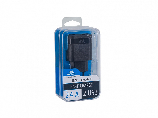 Сетевое зарядное устройство, 2 USB/2.4 A с логотипом в Самаре заказать по выгодной цене в кибермаркете AvroraStore
