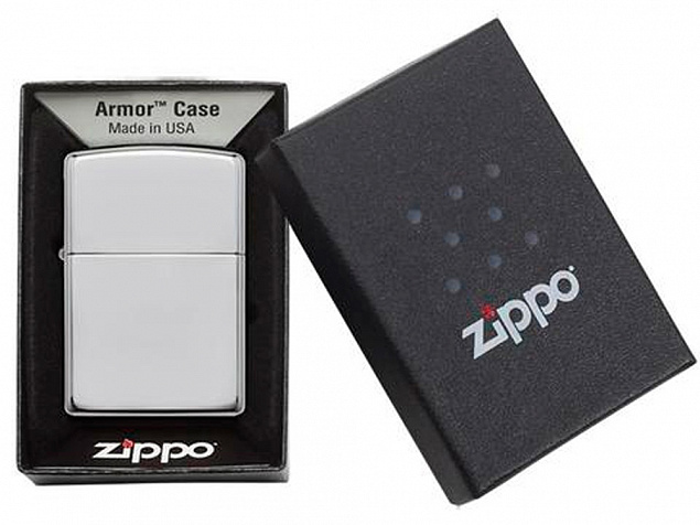 Зажигалка ZIPPO Armor™ c покрытием High Polish Chrome с логотипом в Самаре заказать по выгодной цене в кибермаркете AvroraStore