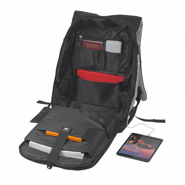 Рюкзак "Holiday" с USB разъемом и защитой от кражи с логотипом в Самаре заказать по выгодной цене в кибермаркете AvroraStore