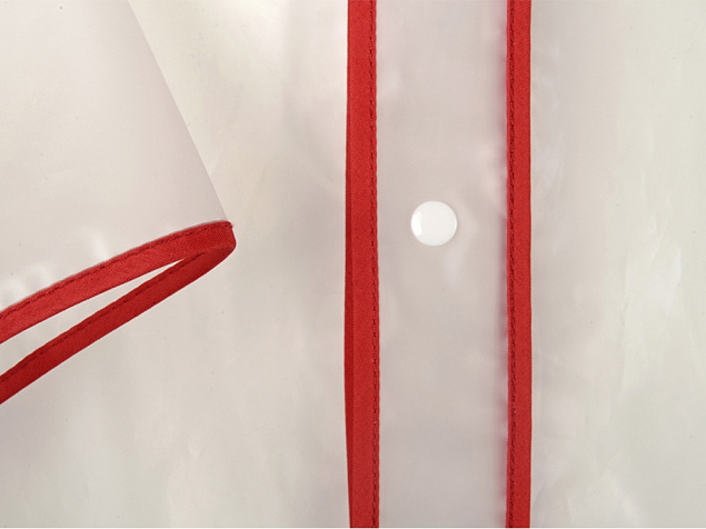 Дождевик Providence, прозрачный/красный с чехлом с логотипом в Самаре заказать по выгодной цене в кибермаркете AvroraStore