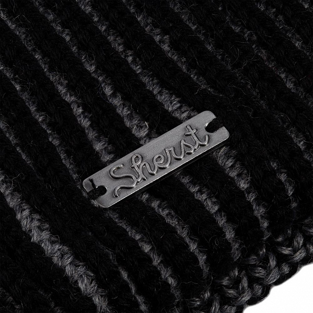 Шапка Nobilis, черная с серым меланжем с логотипом в Самаре заказать по выгодной цене в кибермаркете AvroraStore