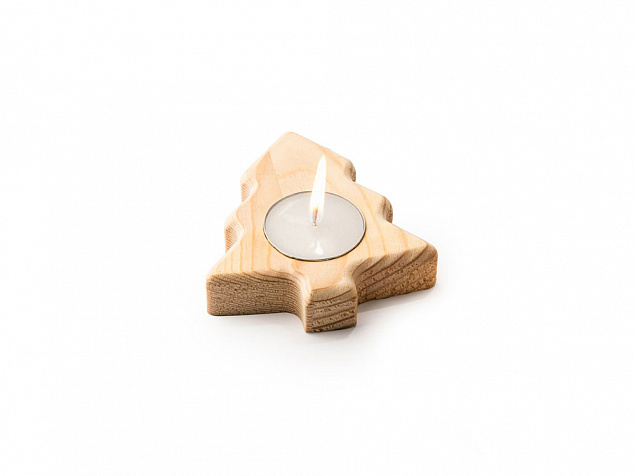 Свеча MAKA на деревянной подставке с логотипом в Самаре заказать по выгодной цене в кибермаркете AvroraStore