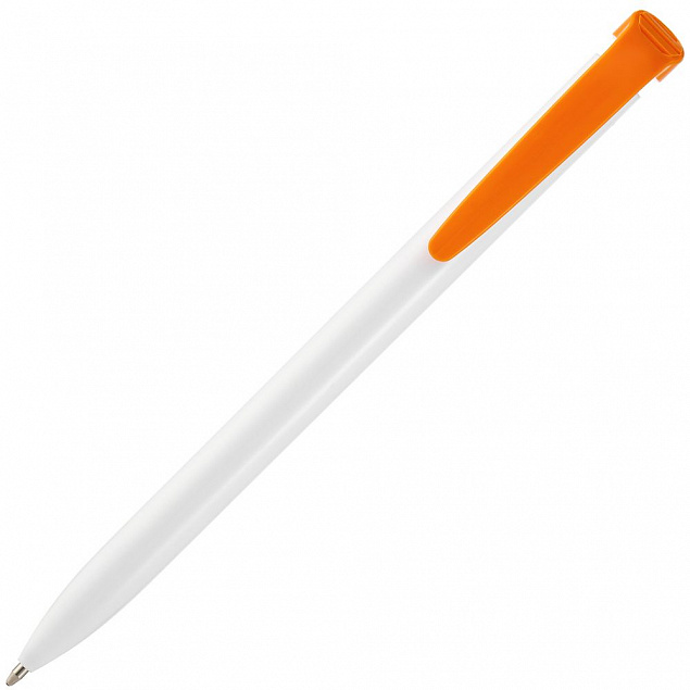 Ручка шариковая Favorite, белая с оранжевым с логотипом в Самаре заказать по выгодной цене в кибермаркете AvroraStore
