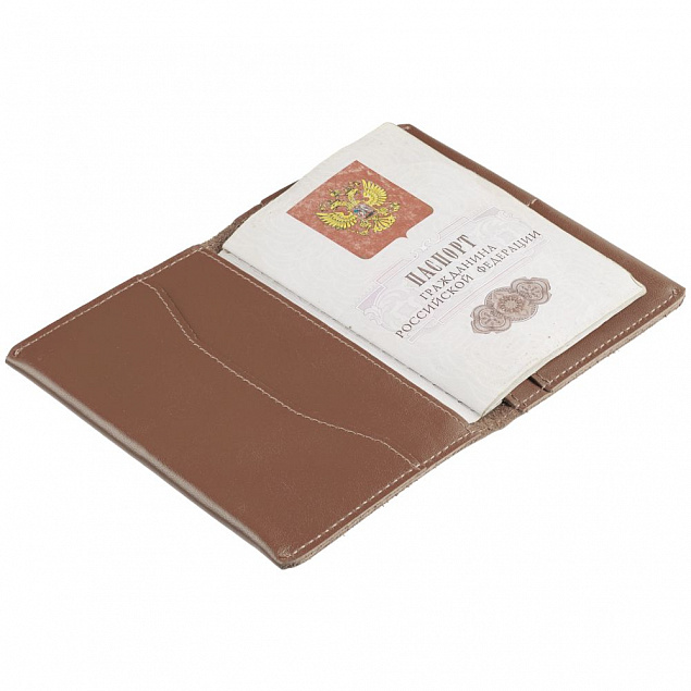 Обложка для паспорта, коричневая с логотипом в Самаре заказать по выгодной цене в кибермаркете AvroraStore