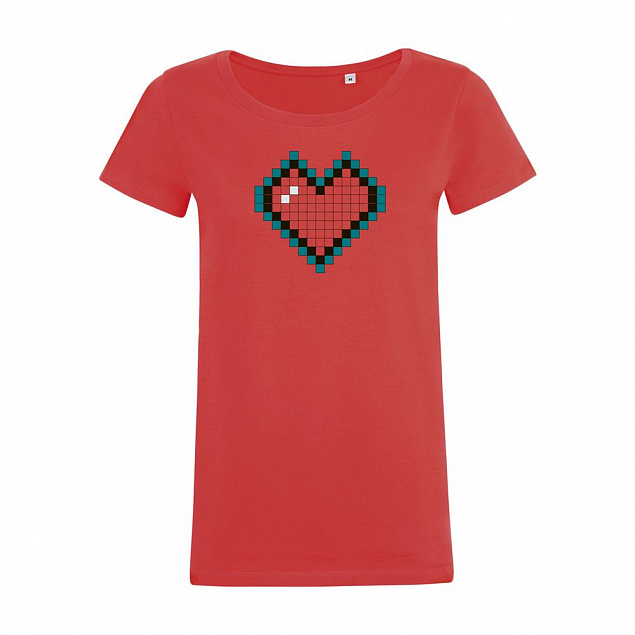 Футболка женская Pixel Heart, красная с логотипом в Самаре заказать по выгодной цене в кибермаркете AvroraStore