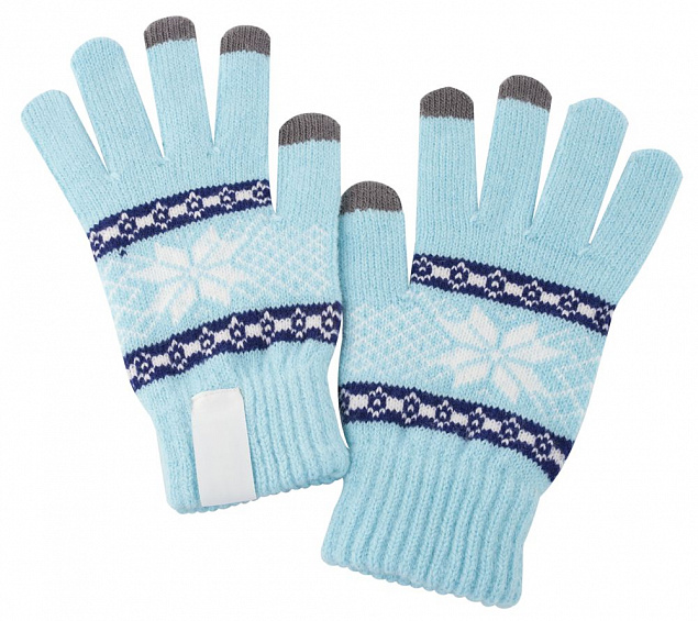 Сенсорные перчатки Snowflake, голубые с логотипом в Самаре заказать по выгодной цене в кибермаркете AvroraStore