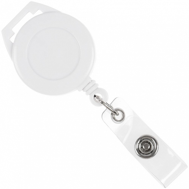 Ретрактор Attach с ушком для ленты ver.2, белый с логотипом в Самаре заказать по выгодной цене в кибермаркете AvroraStore