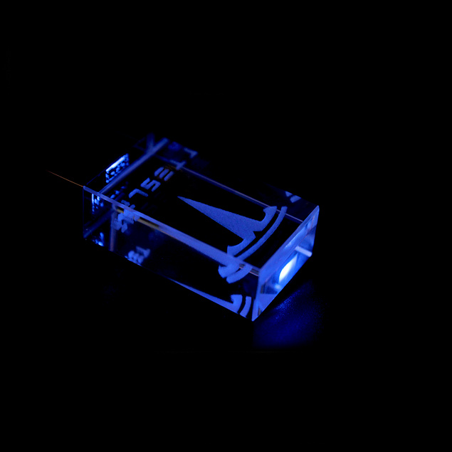 Флешка "Moon" 16 Гб c подсветкой - Синий HH с логотипом в Самаре заказать по выгодной цене в кибермаркете AvroraStore