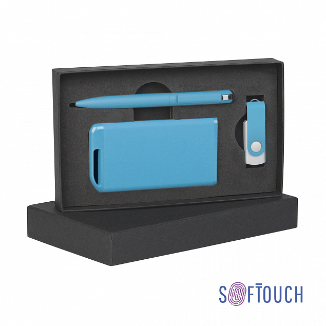 Набор ручка + флеш-карта 16Гб + зарядное устройство 4000 mAh в футляре покрытие soft touch с логотипом в Самаре заказать по выгодной цене в кибермаркете AvroraStore