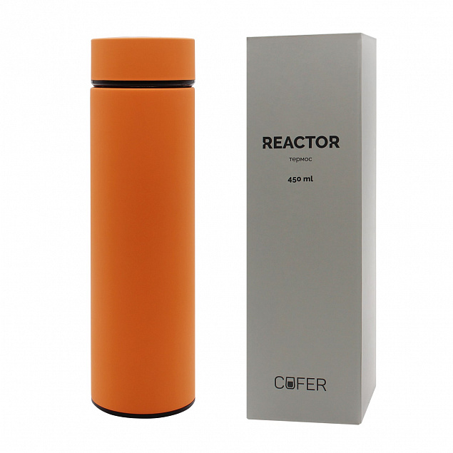 Термос Reactor софт-тач с датчиком температуры (оранжевый) с логотипом в Самаре заказать по выгодной цене в кибермаркете AvroraStore