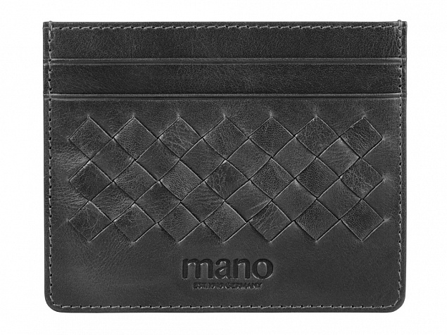 Портмоне для кредитных карт Mano Don Luca, натуральная кожа в черном цвете, 10,3 х 8,3 см с логотипом в Самаре заказать по выгодной цене в кибермаркете AvroraStore