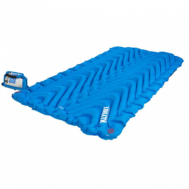 Надувной коврик Static V Double, синий с логотипом в Самаре заказать по выгодной цене в кибермаркете AvroraStore