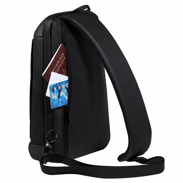 Рюкзак cross body, Frank, черный/серый с логотипом в Самаре заказать по выгодной цене в кибермаркете AvroraStore