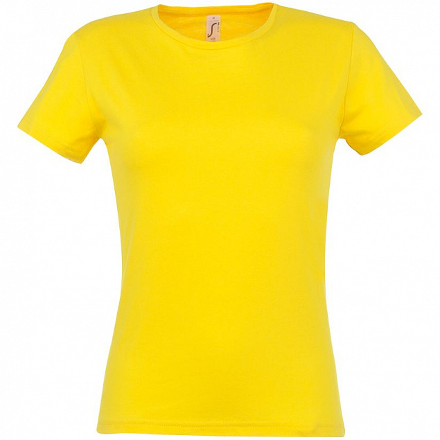 Футболка женская MISS 150, желтая с логотипом в Самаре заказать по выгодной цене в кибермаркете AvroraStore