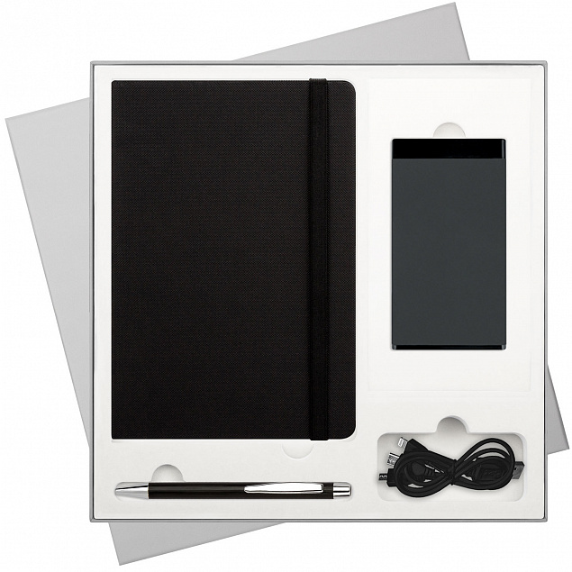 Подарочный набор Portobello/Canyon BtoBook черный (Ежедневник недат А5, Ручка, Power Bank) с логотипом в Самаре заказать по выгодной цене в кибермаркете AvroraStore