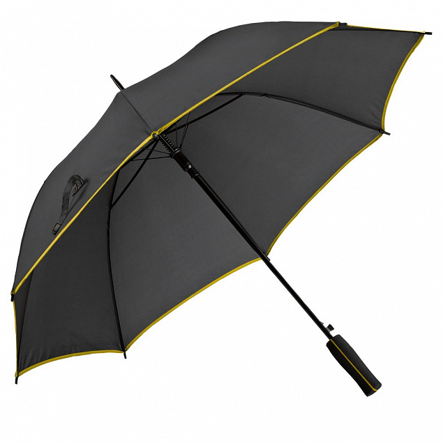 Зонт-трость Jenna, черный с желтым с логотипом в Самаре заказать по выгодной цене в кибермаркете AvroraStore