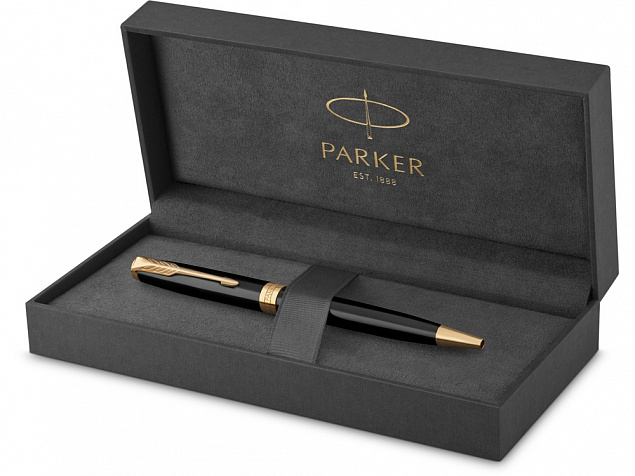 Ручка шариковая Parker «Sonnet Core Black Lacquer GT» с логотипом в Самаре заказать по выгодной цене в кибермаркете AvroraStore