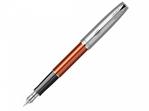 Ручка перьевая Parker «Sonnet Essentials Orange SB Steel CT» с логотипом в Самаре заказать по выгодной цене в кибермаркете AvroraStore