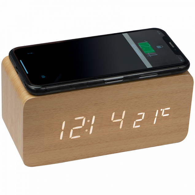 Часы с беспроводным зарядным устройством с логотипом в Самаре заказать по выгодной цене в кибермаркете AvroraStore